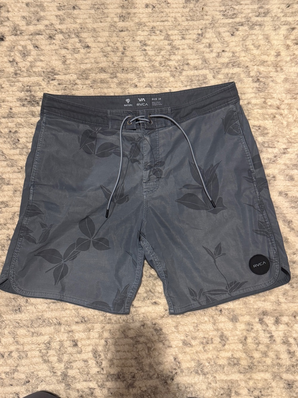 RVCA Tonal Flower Swim Suit Board Short 34 Blue Grey